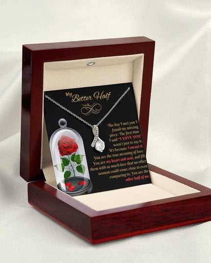 white gold alluring beauty necklace in luxury box angled left