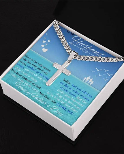 Personalized Cross on Cuban Chain Necklace