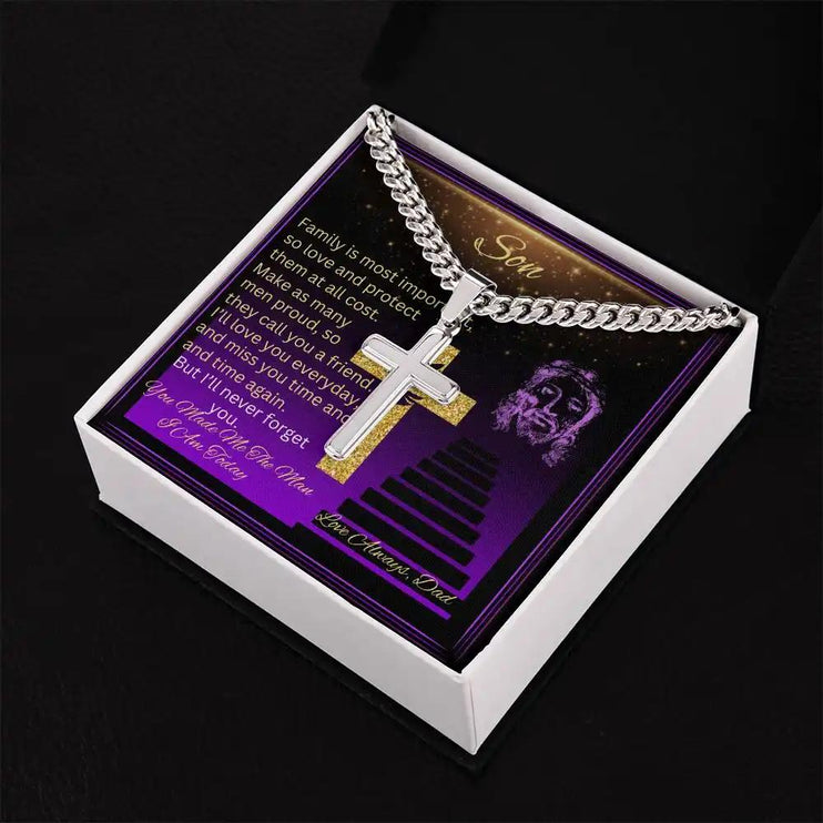 Personalized Cross on Cuban Link Chain