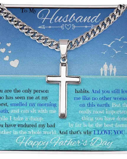 Personalized Cross on Cuban Chain Necklace