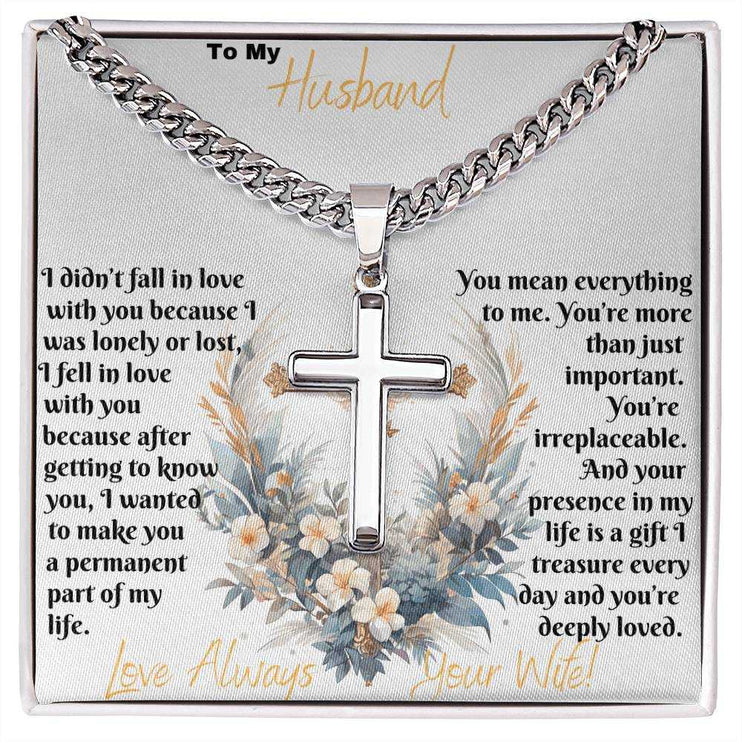 Personalized Cross on Cuban Chain Necklace