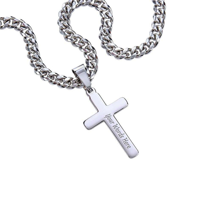 Personalized Cross on Cuban Chain Necklace