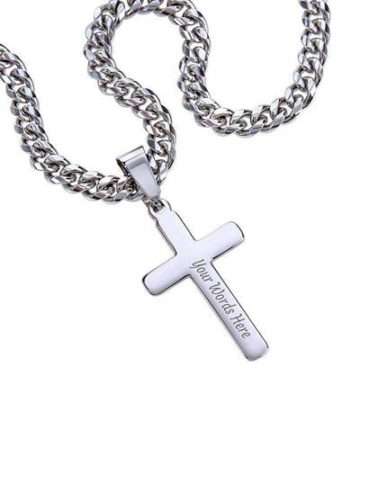 Cuban Link Chain with Personalized Cross for GRANDSON from PAW PAW
