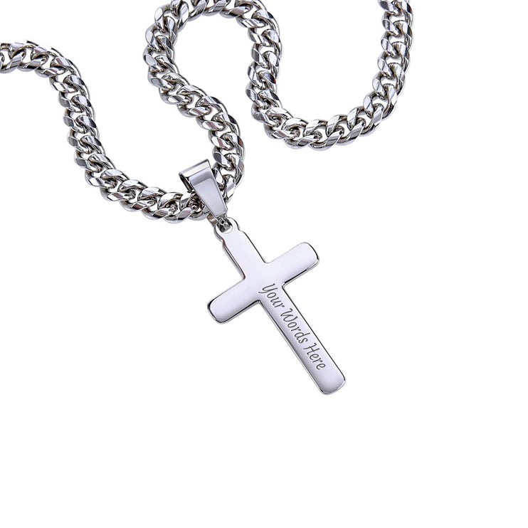 Artisan Cross Personalized Cuban Chain Necklace with polished stainless-steel pendant 