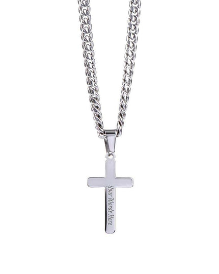 Cuban Link Chain with Personalized Cross hanging front side