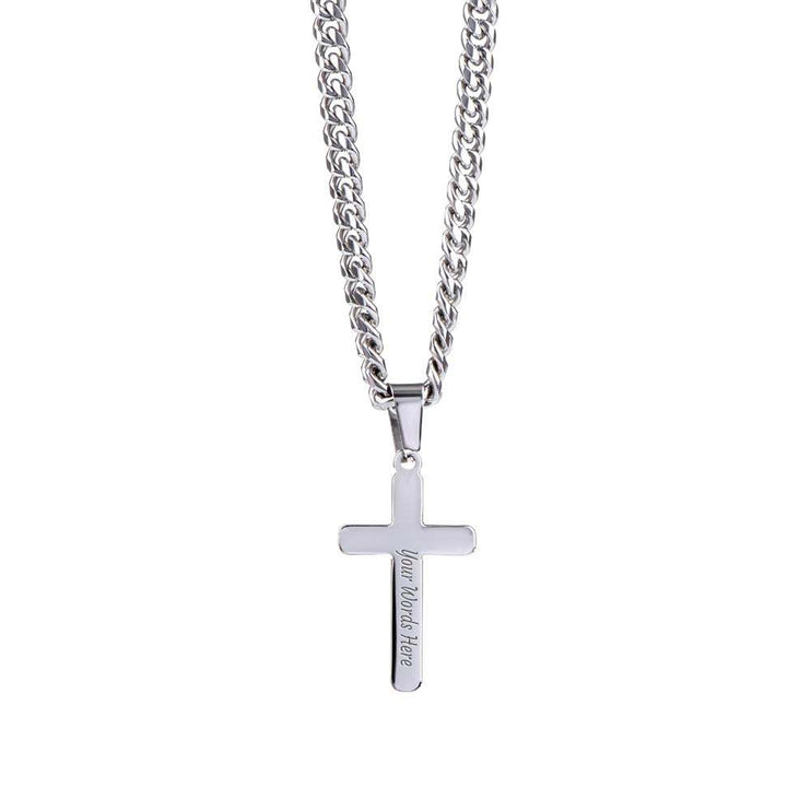 Cuban Link Chain with Personalized Cross hanging front side