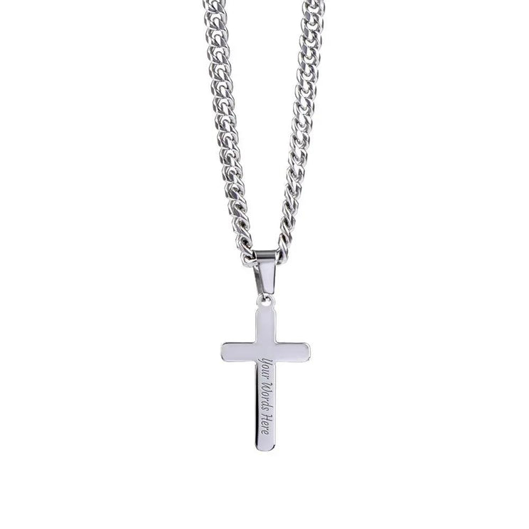 Personalized Cross on Cuban Link Chain