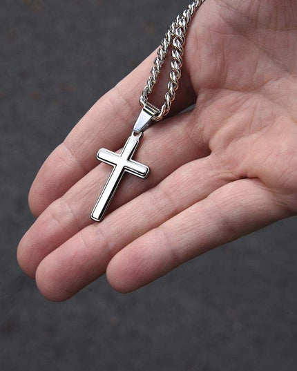 Cuban Link Chain with Personalized Cross for GRANDSON from MAW MAW