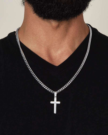 Cuban Link Chain with Personalized Cross for GRANDSON from PAW PAW