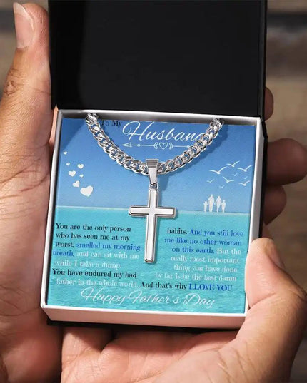 Personalized Cross on Cuban Chain Necklace