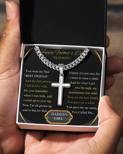 Cuban Chain Necklace up close in models hands.