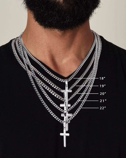 Cuban Link Chain with Personalized Cross for GRANDSON from MAW MAW