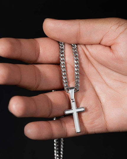 Cuban Link Chain with Personalized Cross for GRANDSON from PAW PAW