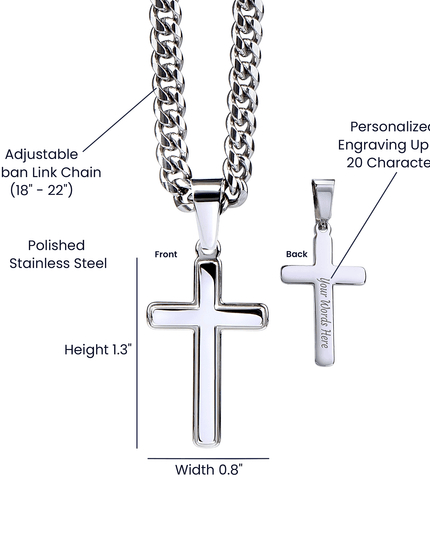 Cuban Link Chain with Personalized Cross for GRANDSON from PAW PAW