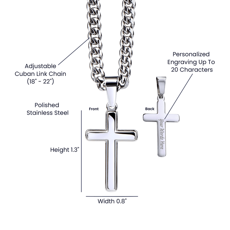 Cuban Link Chain with Personalized Cross for GRANDSON from PAW PAW