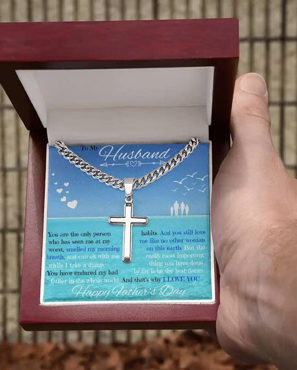 Personalized Cross on Cuban Chain Necklace