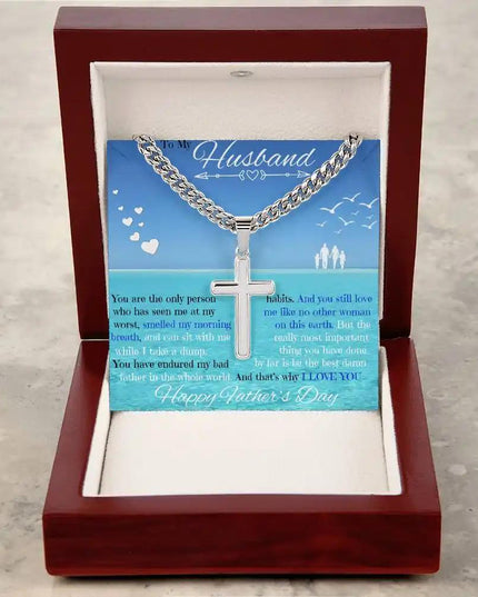 Personalized Cross on Cuban Chain Necklace