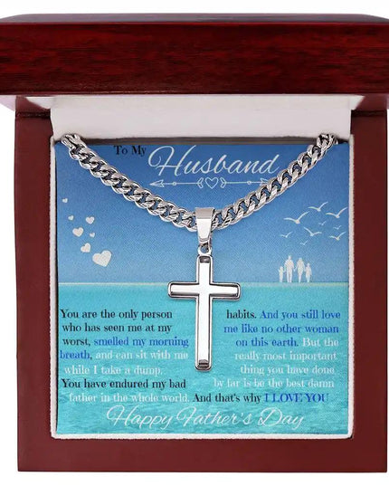 Personalized Cross on Cuban Chain Necklace