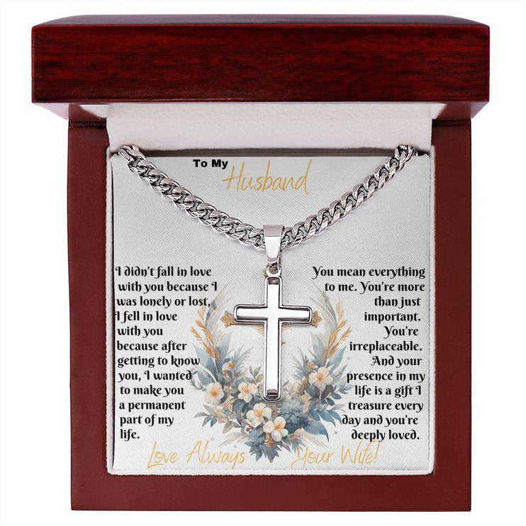 Personalized Cross on Cuban Chain Necklace