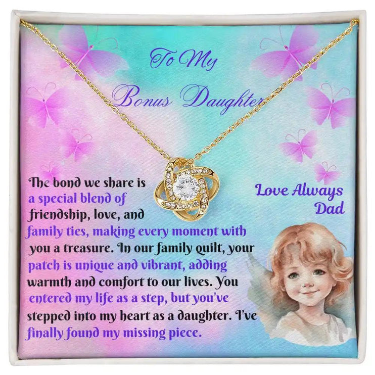 yellow gold love knot necklace in two-tone box