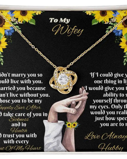 yellow gold love knot necklace in two-tone box
