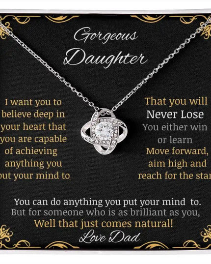 Love Knot Necklace with a white gold charm in a two-tone box angle 1