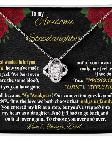 white gold love knot necklace in two-tone box