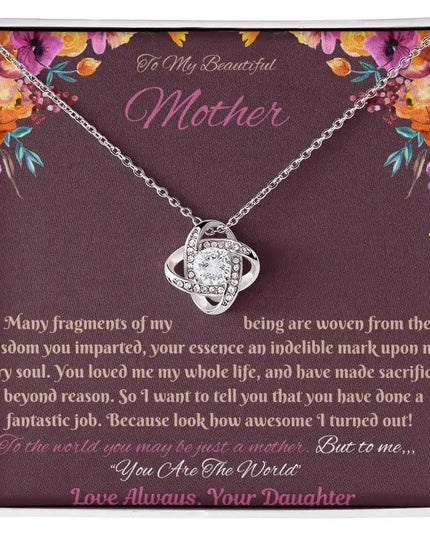 white gold love knot necklace in soft box