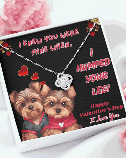 love knot necklace in a soft box
