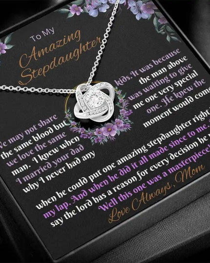 white gold love knot necklace two-tone box angle left