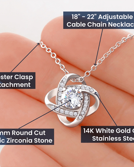 Love Knot Necklace white gold on product details card