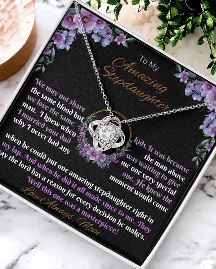 white gold love knot necklace two-tone box angle right