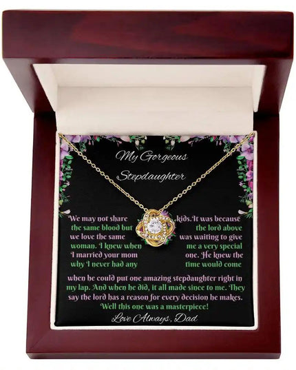 yellow gold love knot necklace mahogany box