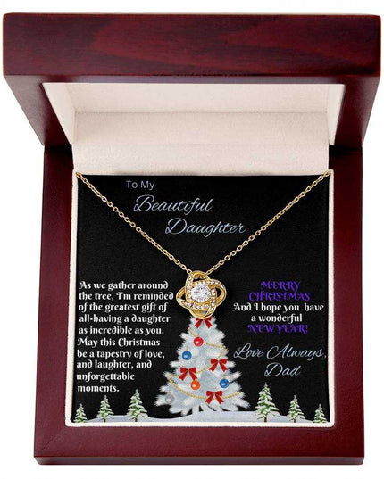 yellow gold love knot necklace in luxury box 