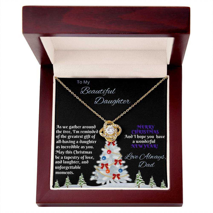 yellow gold love knot necklace in luxury box 
