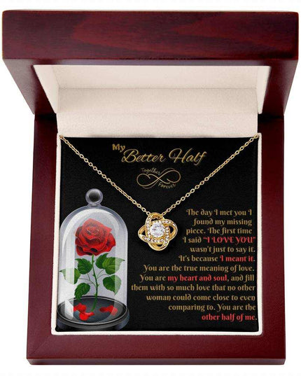 18k gold love knot necklace in luxury box 