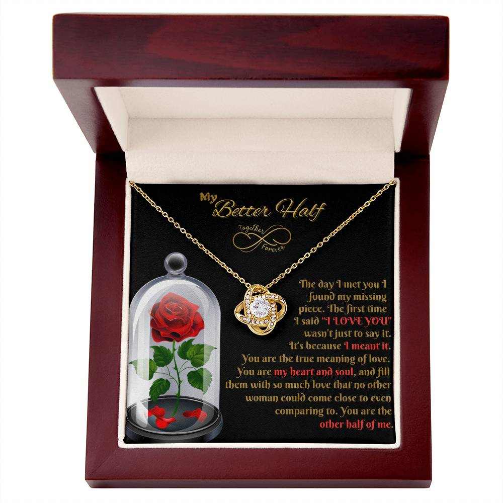 18k gold love knot necklace in luxury box 