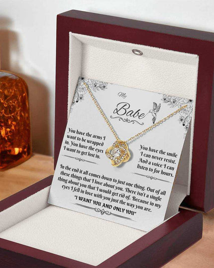 yellow gold love knot necklace in luxury box
