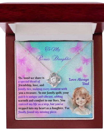 white gold love knot necklace mahogany box
