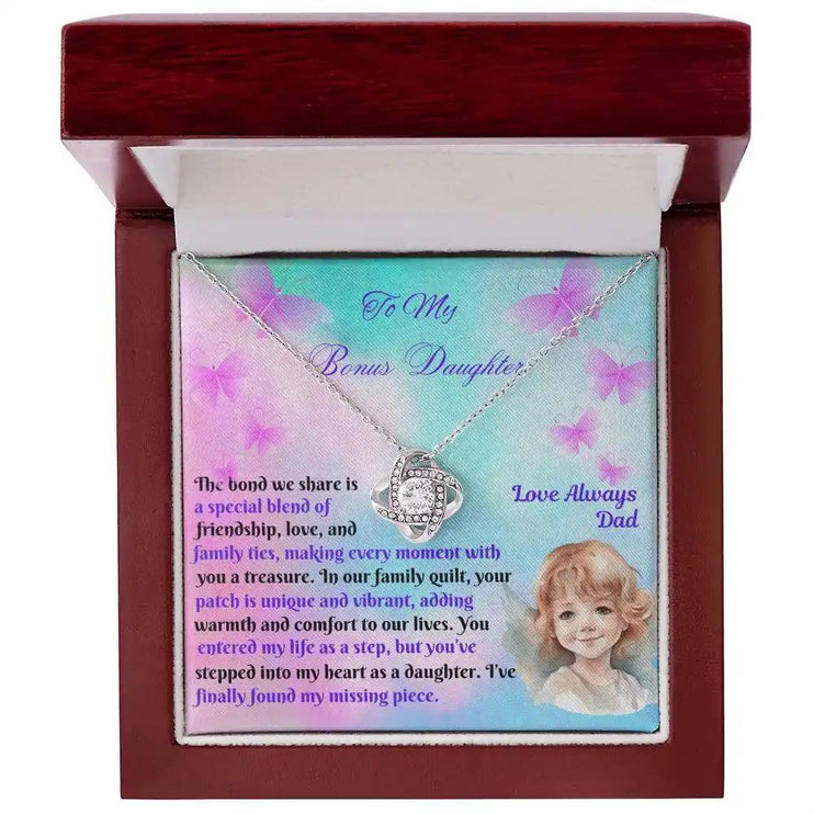 white gold love knot necklace mahogany box