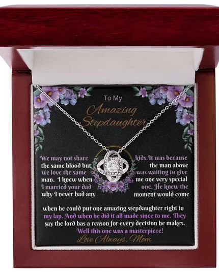 white gold love knot necklace mahogany box