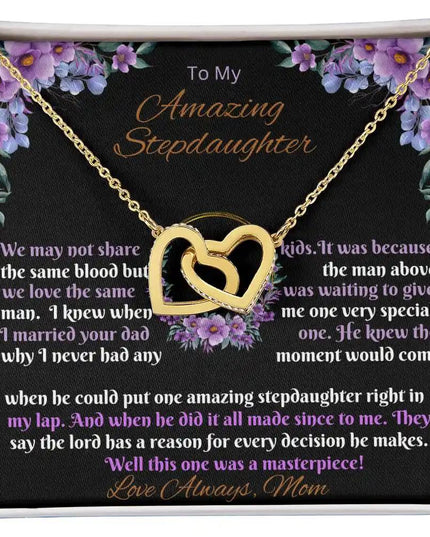 gold interlocking hearts necklace in two-tone box