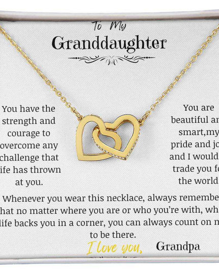 A yellow gold interlocking hearts necklace 