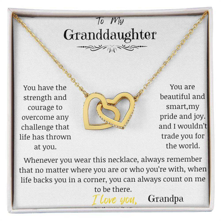 A yellow gold interlocking hearts necklace 