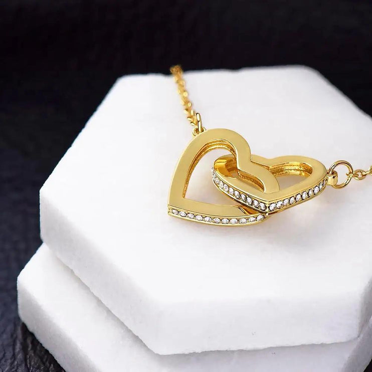 yellow gold interlocking hearts necklace no box