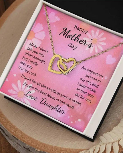  yellow gold Interlocking Hearts Necklace in two-tone box