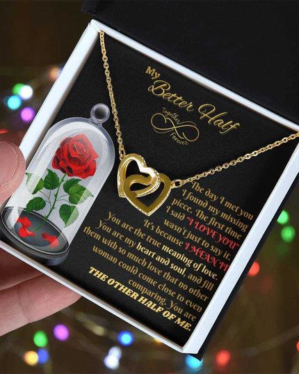 18k interlocking hearts necklace in soft box