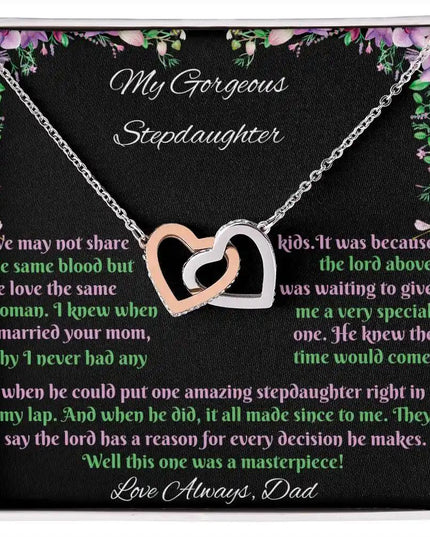 rose gold interlocking hearts necklace in two-tone box