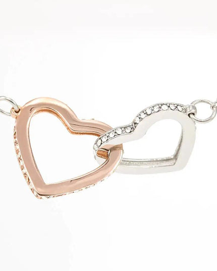 rose gold interlocking hearts necklace up close