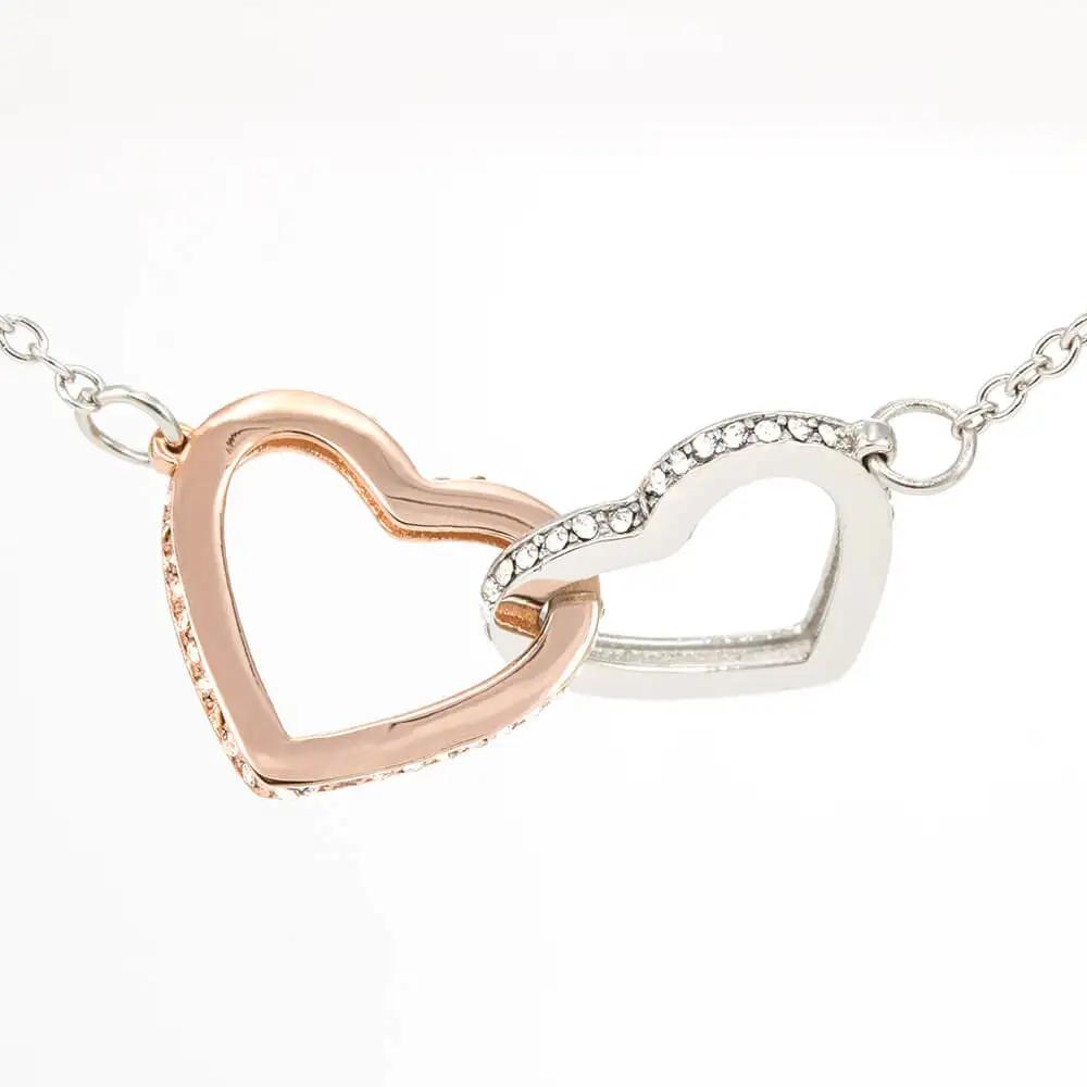 rose gold interlocking hearts necklace in two-tone box